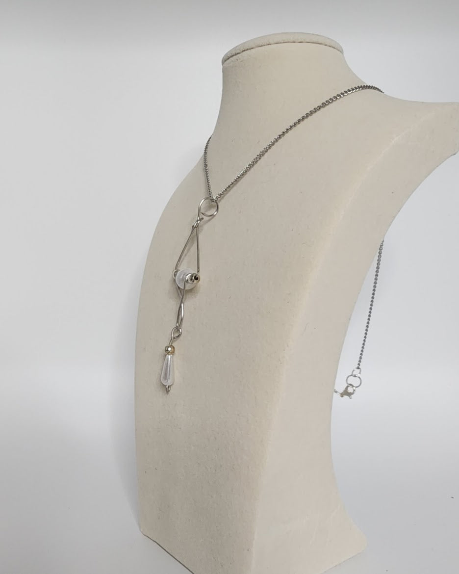 Geometric Pearl Pendant - Handmade Art Deco Inspired