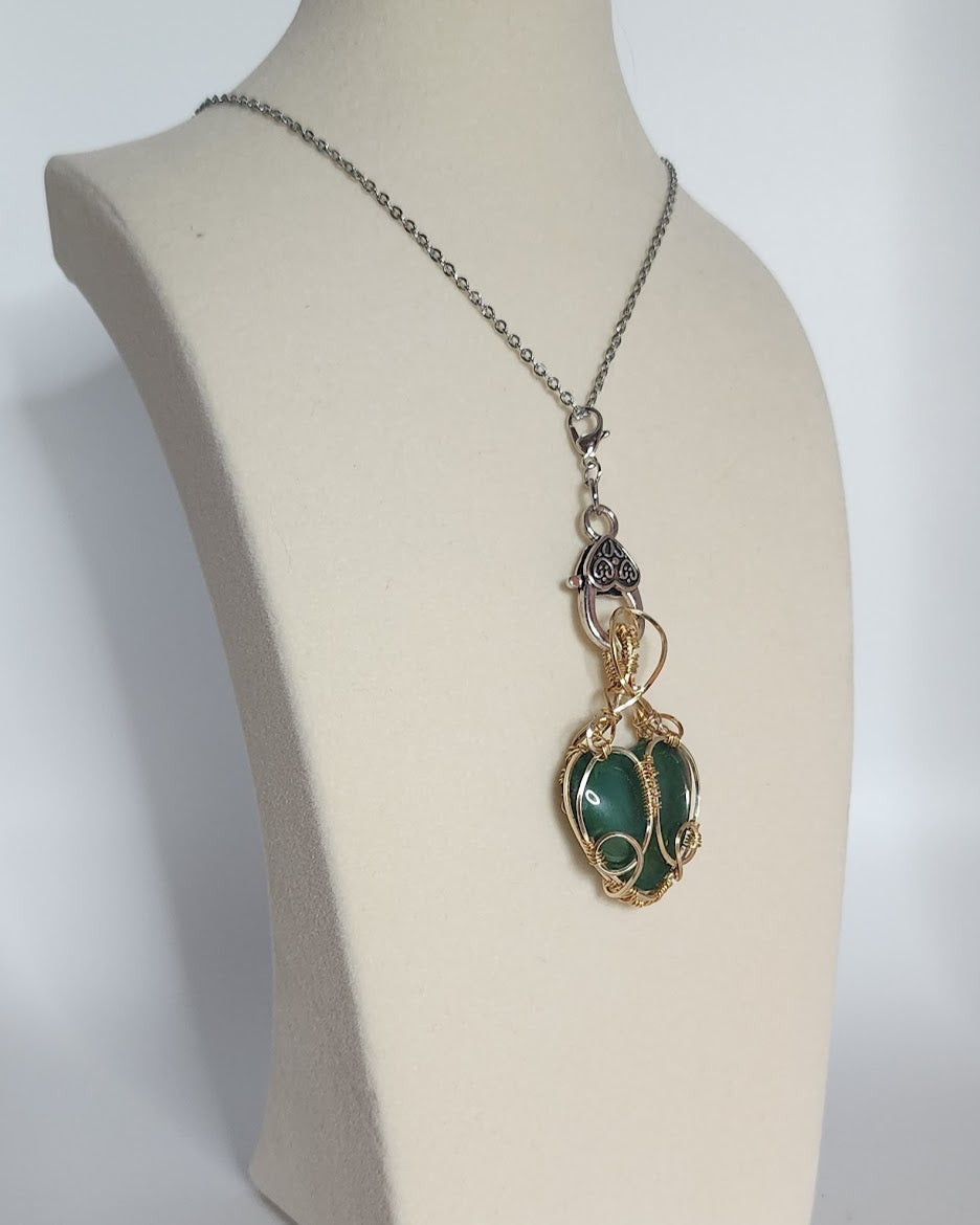 Emerald Green Heart Shaped Romantic Pendant