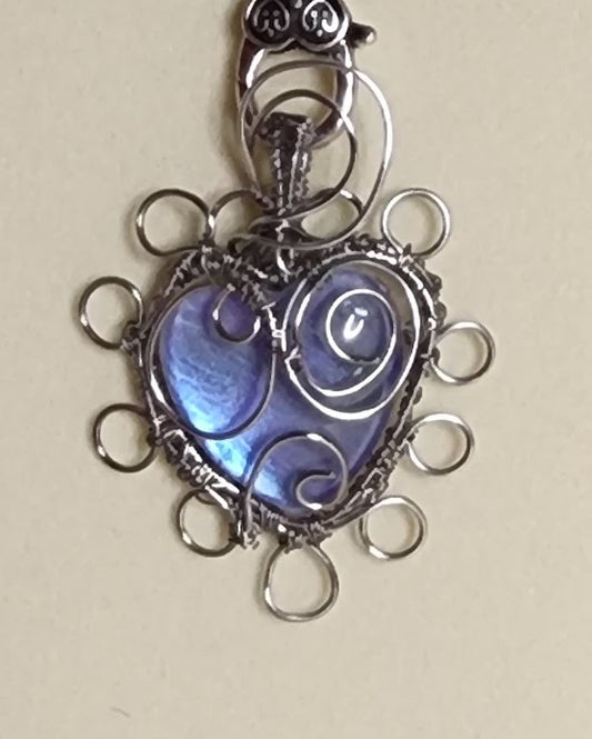 Purple Iridescent Heart Pendant