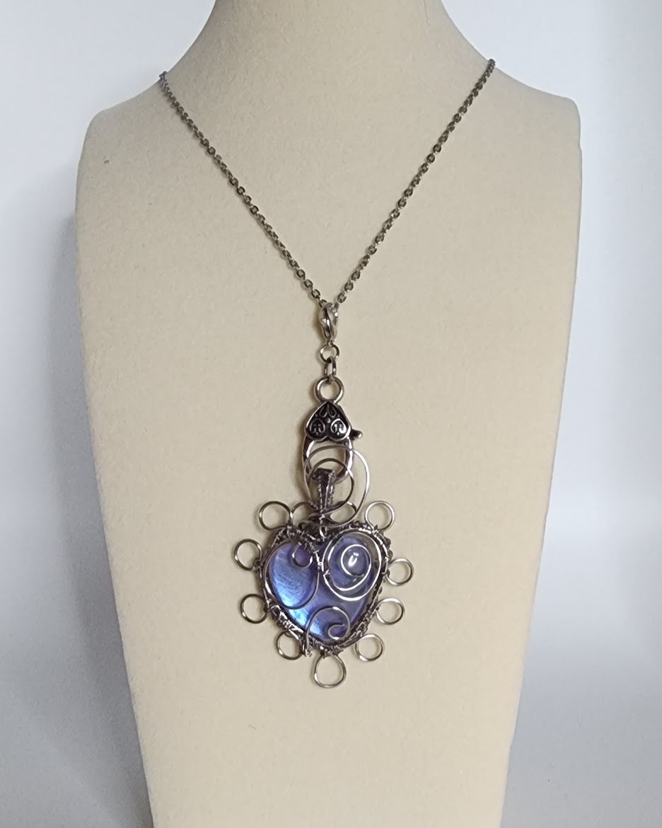 Purple Iridescent Heart Pendant