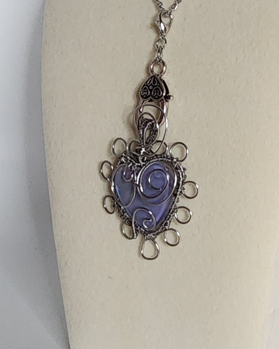 Purple Iridescent Heart Pendant