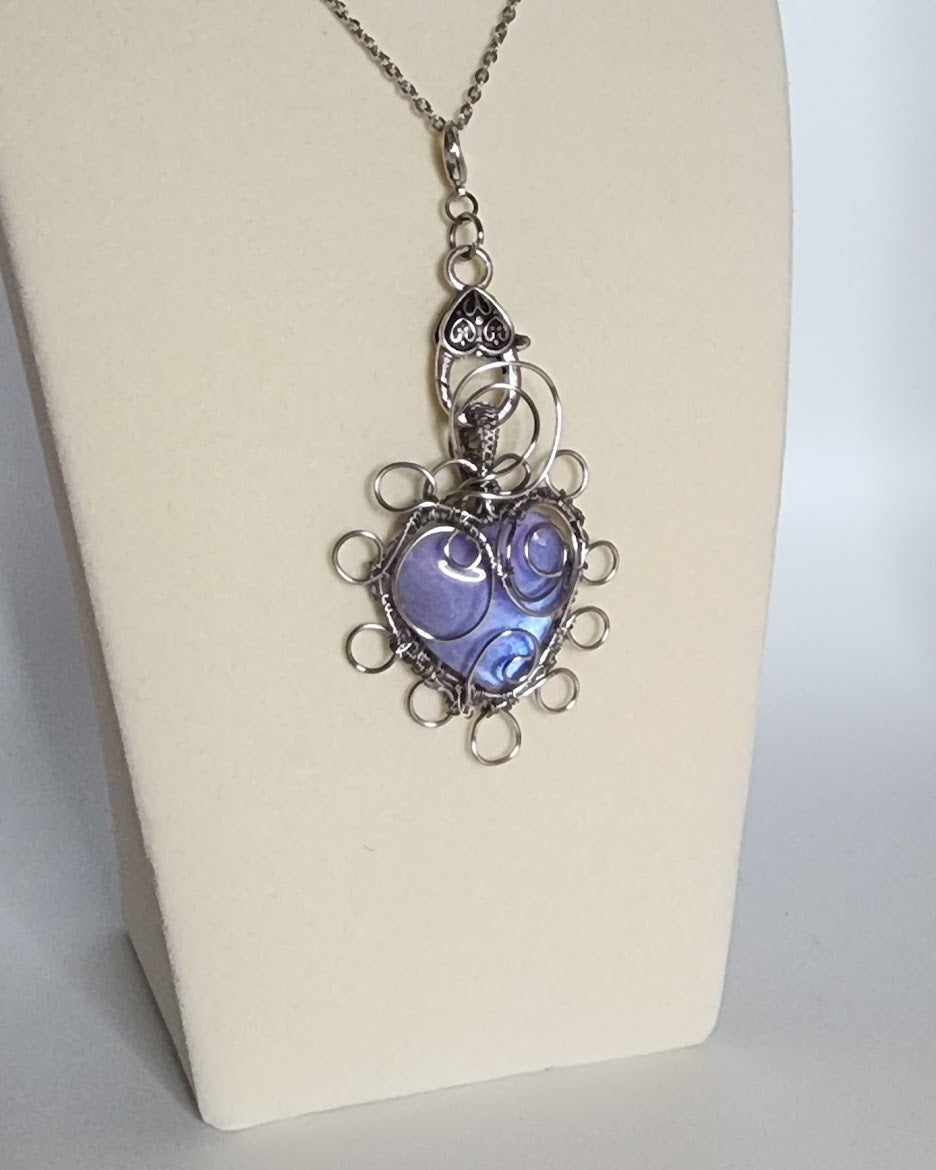 Purple Iridescent Heart Pendant