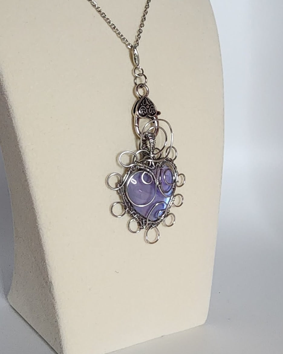 Purple Iridescent Heart Pendant