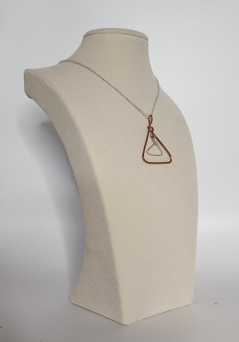 Handcrafted Mixed Metal Triangle Pendant - Art Deco Geometry