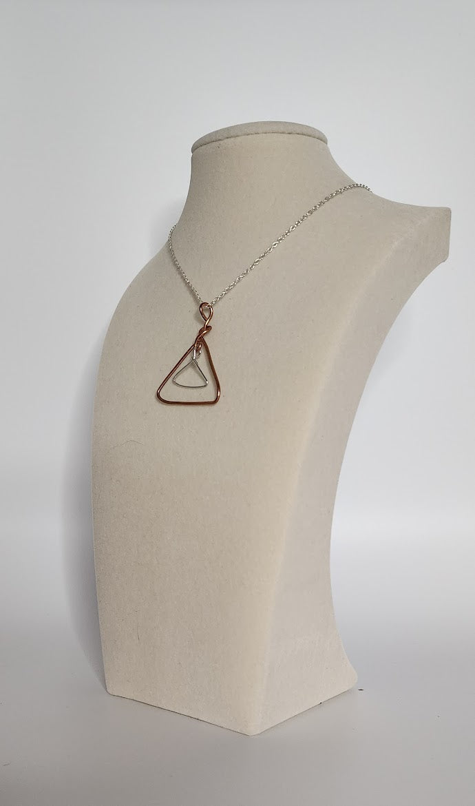 Handcrafted Mixed Metal Triangle Pendant - Art Deco Geometry