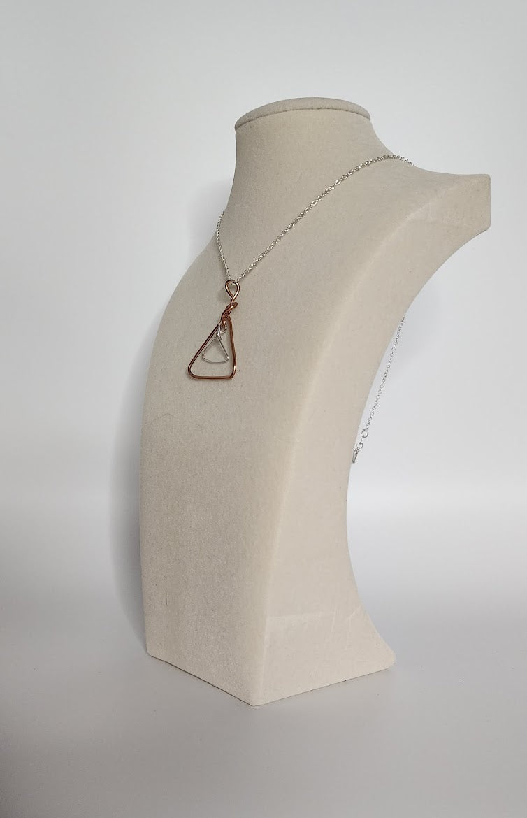 Handcrafted Mixed Metal Triangle Pendant - Art Deco Geometry