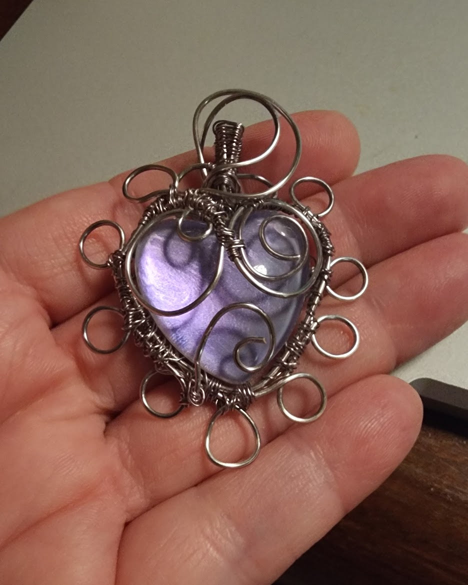 Purple Iridescent Heart Pendant