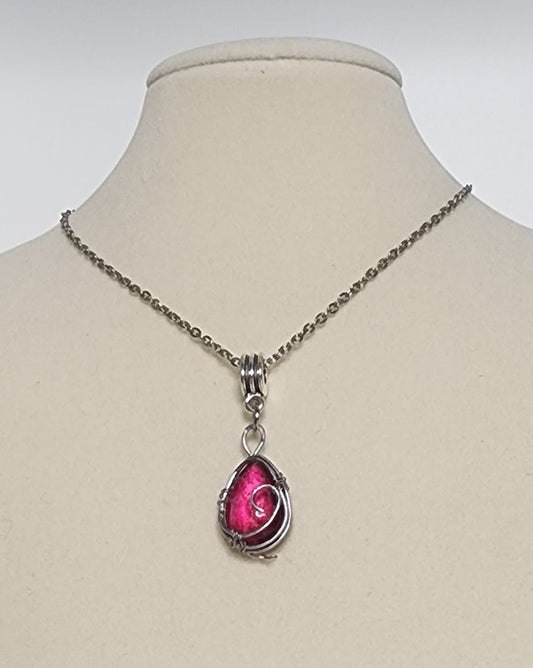 Ruby Red Teardrop Pendant with a swirl