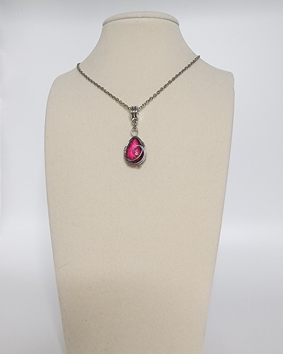 Ruby Red Teardrop Pendant with a swirl