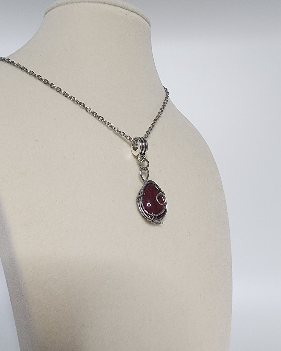 Ruby Red Teardrop Pendant with a swirl