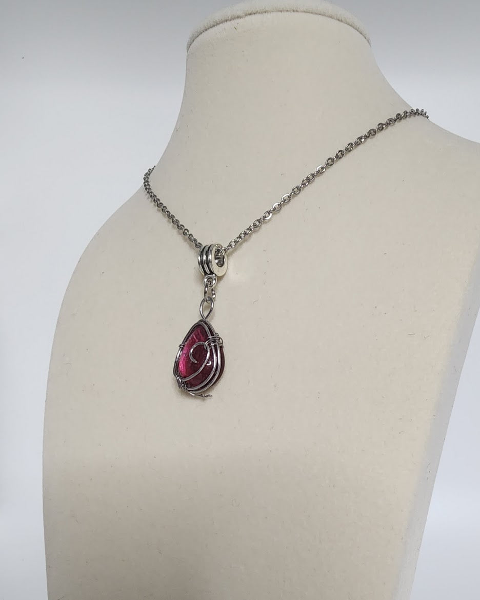 Ruby Red Teardrop Pendant with a swirl