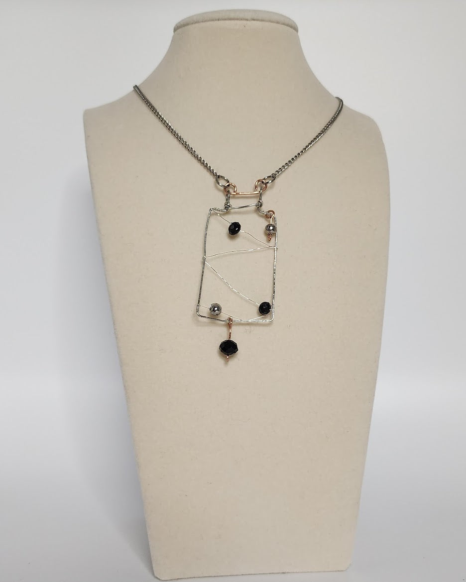 Free-Form Rectangular Mixed-Metal Necklace