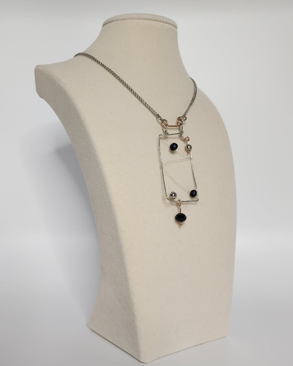 Free-Form Rectangular Mixed-Metal Necklace