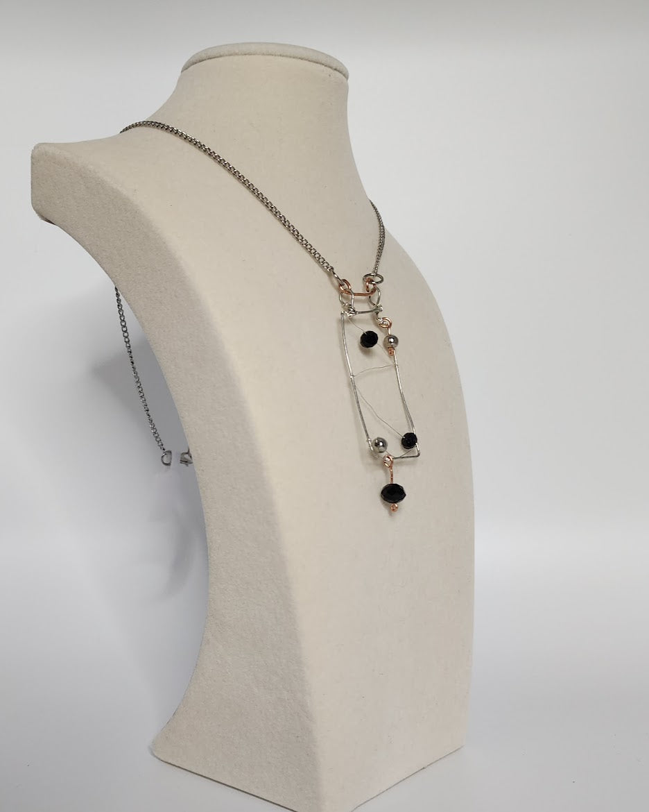 Free-Form Rectangular Mixed-Metal Necklace