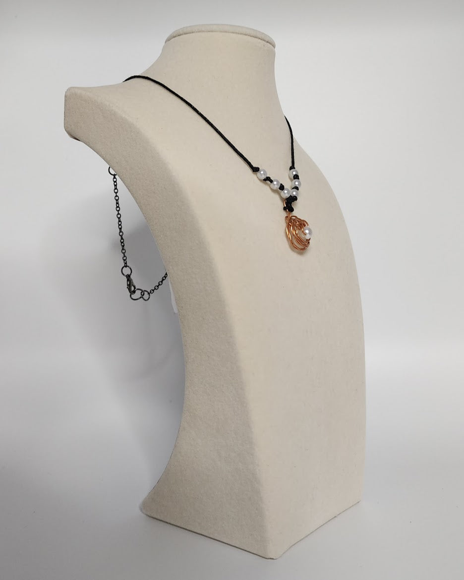 Hand-Wrapped Copper Rose Pearl Necklace